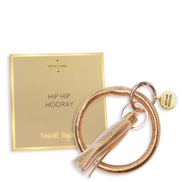 Vegan leren pols sleutelhanger in luxe giftbox Goud - Hip Hip Hooray